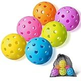 FASIUCHOI 6 Pack Pickle Ball with 40 Holes, Pickleballs High Durability, Outdoor Pickleball Balls with Mesh Bag, Colorful Pickle Balls with Superb Visibility, Consistent Bounce and Stable Flight