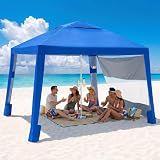 Sekey Beach Cabana - 8x8 FT Easy Setup Beach Shade Canopy UPF 50+ Sun Shelter with Sandbag & Side Wall, Large Portable Outdoor Tent for Family, Blue