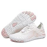 EWUHA Barefoot Shoes Womens Mens Footwear for Walking Hiking with Wide Toe Box,Healthy & Non-Slip,Breathable Barefoot Vitality Water Shoes for Beach Pool Swim Outdoor (Unisex) White