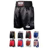 Ringside Pro-Style Boxing Trunks, Satin Boxing Shorts for Men and Women, Ideal for MMA, Muay Thai, Black, Medium
