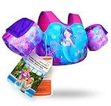 AEOCOO Puddle Float Jumper 20-30 Pounds, Toddler Swim Vest for 18Months-2Years Old, Pool Floats with Swimming Arm Floaties Swim Jacket with Water Wings for Kids Swimmies, Boys, Girls, Niños, Mermaid