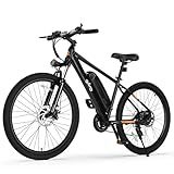 Qlife Racer Electric Bike for Adults - 21-Speed Mountain Lightweight Ebike with Peak 750W 22MPH Brushless Motor, 375Wh Removable Battery, 26X2.1 Tire Step Over E-MTB, Up to 40 Miles,Black