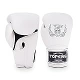TOP KING Boxing Super Air Breathable Leather Gloves Muay Thai Boxing Gloves for Training or Sparring - 8oz, 10oz, 12oz, 14oz, 16oz, White, TKBGSA-WH-16Oz.