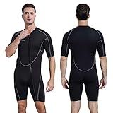 Seaskin Mens 3mm Shorty Wetsuit, Full Body Diving Suit Front Zip