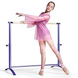 Costzon Portable Ballet Barre, 51" Freestanding Double Ballet Bars with Adjustable Height, Fitness Dance Bar for Home Studio School, Gym Barre Exercise Equipment for Kids & Adults (Purple)