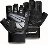 Trideer Workout Gloves for Men, Weight Lifting Gloves with Wrist Wrap Support, Full Palm Protection & Extra Grips for Weightlifting, Exercise, Cross Training, Fitness, Pull-up