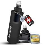 Water Filter for Camping – Bachgold Squeeze Foldable Bottle | Ultralight Backpacking Filtration for Hiking, Survival & Emergency | Dual-Stage Filtration, Swiss Design (Gray, 33.8 Oz)