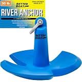 Better Boat River Anchor 30 lb for Boats Up to 26 Ft Pontoon Bass Boat, Vinyl Coated Cast Iron Mushroom Anchor with Bow Shackle for Rivers Mud