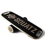 SQUATZ Wooden Balance Board, Standing Desk Anti Fatigue Mat Exercise Equipment with Ergonomic Design and Comfortable Non-Slip Surface, Wobble Board for Skateboard, Hockey, Snowboard, and Surf Training