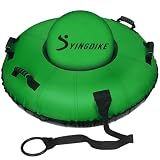 YINGDIKE Snow Tube for Sledding, Heavy Duty 40" Snow Sled with 4 Handles and Cushion Seat, Inflatable 600D Canvas Cover, High Speed Ski Tubes with Towable Strap