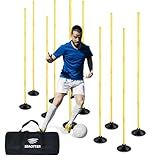 SEAOTTER 6ft Soccer Agility Poles Set, 10 Pcs Detachable Sports Trainning Speed Poles Slalom Poles with Rubber Base, Sport Agility Training Equipment for Football, Rugby, Basketball, Indoor & Outdoor