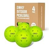 Dinkly Pickleball Balls, Outdoor Pickleballs USAPA Approved, Enhanced Durability Pickle Ball with Roto-Molded & Seamless Design, 40 Holes Green Pickleballs for Beginners Professionals, 4 Pack