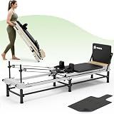 PAETA Pilates Reformer, 86" Foldable Reformer Pilates Machine with Adjustable Reformer Heights, Pilates Equipment with Piano Wire Spings and Jump Boards(Black)