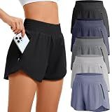 CE' CERDR 5 Pack Women's Athletic Workout Short High Waisted Running Shorts
