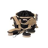 Weaver Equine Horse Grooming Kit, 7-Piece Horse Brush Set with Organizer Tote Bag, Hoof Pick, Comb, Sweat Scraper, Equine Tools for Daily Grooming, Black/Beige