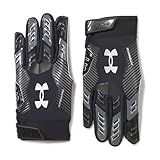 Under Armour Men's F9 Nitro Football Gloves, (001) Black/Castlerock/Metallic Silver, Large