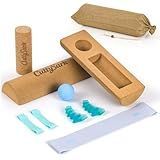 CuttySark Balance Board 6-in-1 Foot & Ankle Strengthener Kit, Premium Natural Cork Balance Trainer With Massage Roller&Ball，Toe Resistance Band ，Toe braces，Yoga Resistance Band，Storage Bag，Improve Foot Function,Boost Stability&Mobility