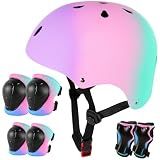 Kids Bike Helmet for 3-5-8-14+ Age Girls and Boys, Kids Helmet with Knee Pads Elbow Pads Wrist Guards,Ventilation Multi-Sport Scooter Roller Skate Rollerblading Skateboarding Climbing Cycling