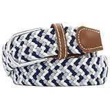 Huyfhksd Multicolored Elastic Woven Golf Belts Casual Braided Stretch Belt for Men and Women, M, Navy White Grey