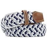 Huyfhksd Multicolored Elastic Woven Golf Belts, M, Navy White Grey