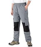 Boys Waterproof Fleece Pants Kids Cargo Hiking Winter Snow Ski Pant Trousers with Zipper Pockets Grey 10-11 Years/Size 150
