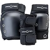 Pro-Tec Street 3-Pack Pad Set - Protective Gear for Skateboarding, Roller Skating, Scooter, Bicycling