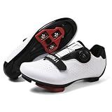 Cycling Shoes, Unisex Delta Cleats Compatible, Indoor Peloton and Outdoor Road Bike Shoes for Men and Women White