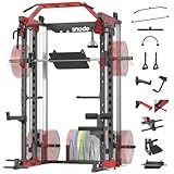 SNODE ALL10 Smith Machine for Home Gym, Power Rack with Cable Crossover, Squat Rack with Leg Press and Advanced LAT Pull-Down Seat, 2000LB Weight Capacity