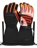 Supertrip Heated Gloves for Men Women, Rechargeable 7.4V 3000mAh Battery 22.2WH Heated Ski Gloves, 3M Thinsulate Waterproof Touchscreen Electric Heating Gloves - Skiing Motorcycle Hunting Outdoor Work