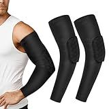 CIATBYYJ Padded Elbow Pads - Basketball Shooter Sleeves Honeycomb Anti Collision Padded Arm Sleeve for Adult - Compression Arm Sleeve for Basketball Baseball Volleyball Sports (Black)