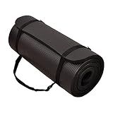 BalanceFrom 1-inch Thick 71x24 Inches Extra Thick Exercise Yoga Mat, Black