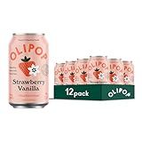 OLIPOP Prebiotic Soda Pop, Strawberry Vanilla, Pantry Pack Packed with Prebiotics, Fiber, and Botanicals, Gluten Free, Vegan, GMO Free, 12oz (12-Cans)