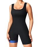 Junlan Waist Trainer Sauna Suit for Women Sauna Sweat Shirt Full Body Jumpsuit (Blue,Large)