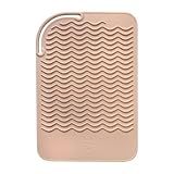 Sygile 11" X 7.5" Large Size Heat Resistant Silicone Travel Mat for Hair Styling Tools, Hair Straighteners, Curling Irons, Flat Irons, Hot Iron Holster for Vanity Salon Pad Cover - Blush Pink