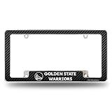 Rico Industries NBA Golden State Warriors Carbon Fiber 12" x 6" Chrome All Over Automotive License Plate Frame for Car/Truck/SUV