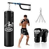Hanging Punching Bag for Adults with Adjustable Boxing Wall Mount and Boxing Gloves, Wall Punching Bag Boxing Set for Home Gym Training Muay Thai MMA