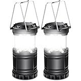 EXTRASTAR 2 Pack LED Battery Operated Lights, Portable Survival Battery Powered Lamp, Waterproof Camping Lantern, Suitable for Hurricane, Emergency, Storm, Outages, Outdoor Collapsible Lanterns, Black