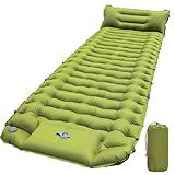 RusChic Sleeping Pad, Ultralight Inflatable Sleeping Pad for Camping with Pillow Built-in Foot Pump, Extra Thick Compact Camping Sleeping Mat for Hiking, Backpacking, Tent Use