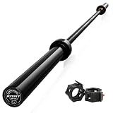 RitFit Elite 7ft Olympic Barbell, Robust 45lb Barbell for Weightlifting and Powerlifting, Superior Olympic Bar with Exceptional 500lbs Load Capacity, Weight Bar for 2” Standard Plates Black Collar