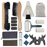 CONLI 19 Pcs Pool Table Cleaning Kit- Complete Billiard Accessories Set with Pool Table Brush for Felt, Rail Brush, Cue Shine Polisher, Chalk, Tip, Duster, Broom Storage Bag for Professional Home Care