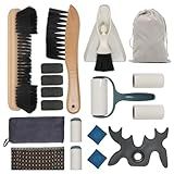 CONLI 19 Pcs Pool Table Cleaning Kit- Complete Billiard Accessories Set with Pool Table Brush for Felt, Rail Brush, Cue Shine Polisher, Chalk, Tip, Duster, Broom Storage Bag for Professional Home Care