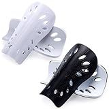 Soccer Shin Guards, 2 Pairs Soccer Shin Sleeves Superlight and Breathable Shin Guard Equipment for Boys and Girls, Protective Football Gear Shin Pads for Youth Teens Adults (Black and White, Large)