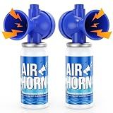 Nicehill Air Horn, 122dB Loud Safety Air Horns for Boating Emergency & Sporting Events, Handheld Marine Horn with Easy Button Operation for Warning Signals & Alerts, 1.4oz, 2 Pack, Blue