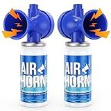 Nicehill Air Horn, 122dB Loud Safety Air Horns for Boating Emergency & Sporting Events, Handheld Marine Horn with Easy Button Operation for Warning Signals & Alerts, 1.4oz, 2 Pack, Blue