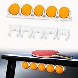 Rolitwils Pack Under Table Ping Pong Ball Holder, Self-Adhesive No Drilling Table Tennis Ball Storage Rack, Fits 40mm+ Standard Balls for Training, Game Rooms, Home Indoor Sports (White, 2pack)