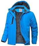 Buyboxs Winter Jackets for Kids Warm Fleece Heavyweight Thermal Boys Waterproof Coat with Hood Insulated Snow Jacket for Youth Light Blue L (10-12)