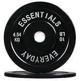 BalanceFrom Color Coded Black Olympic Bumper Plate Weight Plate with Steel Hub, 10LB Pair
