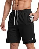 NY Threads Men's Athletic Shorts Quick Dry Loose-Fit Lightweight Running Workout Gym Shorts with Pockets, Large, Black