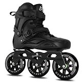 3-Wheel Inline Skates 110mm for Women & Men, High-Speed Performance Roller Skates Blades for Outdoor Fitness, Professional Inline Speed Skates for Female Male, No Brake,Black
