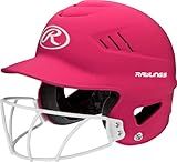 Rawlings | COOLFLO HIGHLIGHTER Batting Helmet | Face Guard Included | One Size Fits Most 6 1/2"-7 1/2" | Matte Pink
